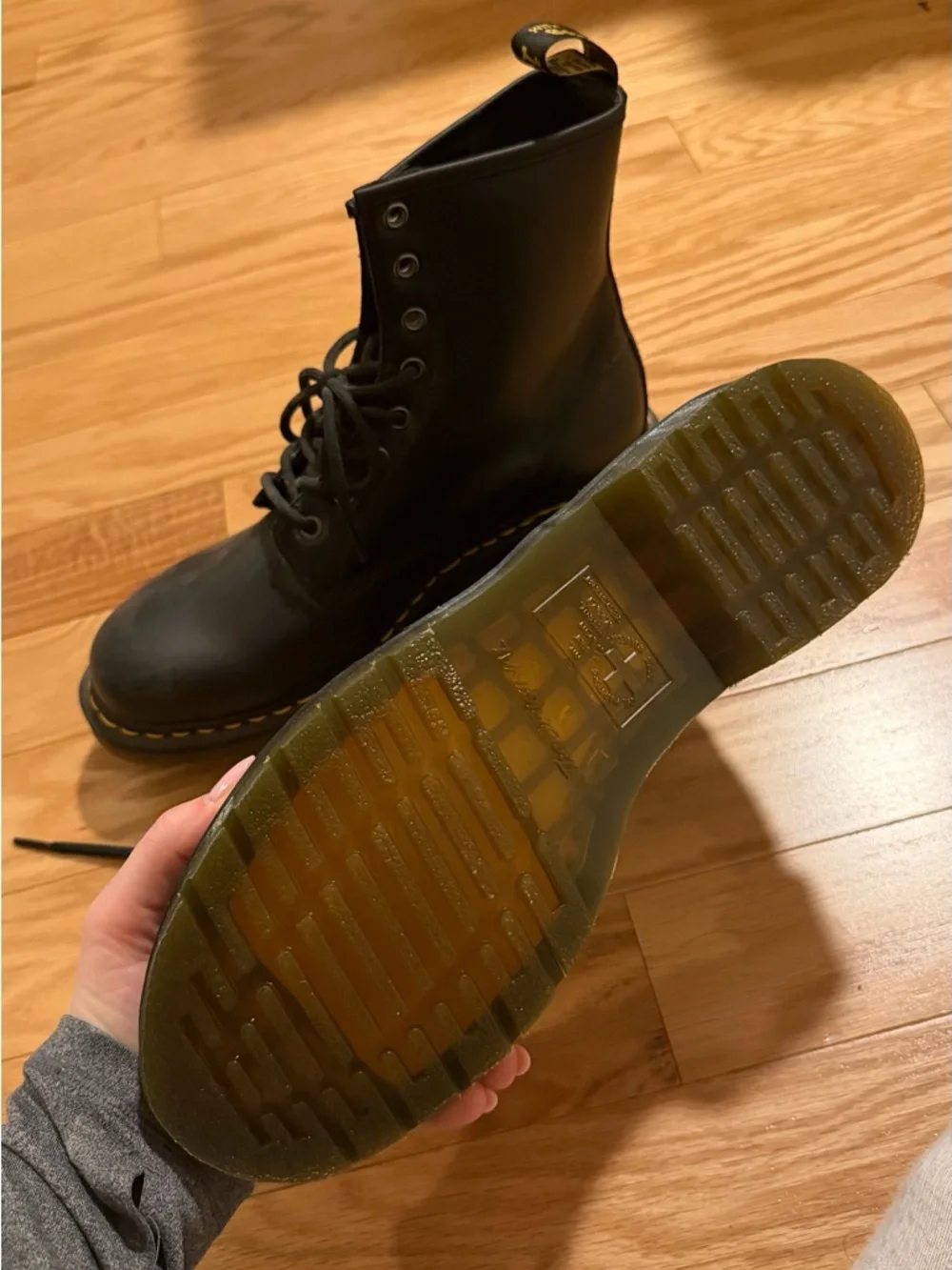 Classic Dr. Martens Black Leather Lace-Up Combat Boots- 1460 - Picture 4 of 4